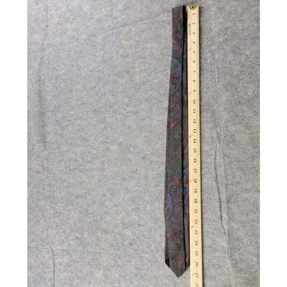 Polo Ralph Lauren Silk Slim Skinny Neck Tie Paisley Multicolor Italy Hand Made